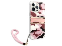 Guess GUHCP13XKCABPI iPhone 13 Pro Max 6.7" capa rígida rosa/rosa com alça camuflada Guess GUHCP13XKCABPI iPhone 13 Pro Max 6.7" capa rígida rosa/rosa com alça camuflada