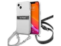 Capa rígida transparente Guess GUHCP13SKC4GBSI para iPhone 13 mini 5.4" 4G, com alça cinza e corrent Capa rígida transparente Guess GUHCP13SKC4GBSI para iPhone 13 mini 5.4" 4G, com alça cinza e corrent