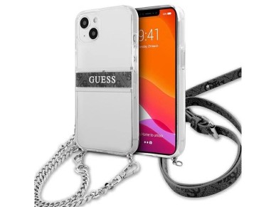 Guess GUHCP13SKC4GBSI iPhone 13 mini 5.4" Transparent hardcase 4G Gray Strap Silver Chain Guess GUHCP13SKC4GBSI iPhone 13 mini 5.4" Transparent hardcase 4G Gray Strap Silver Chain