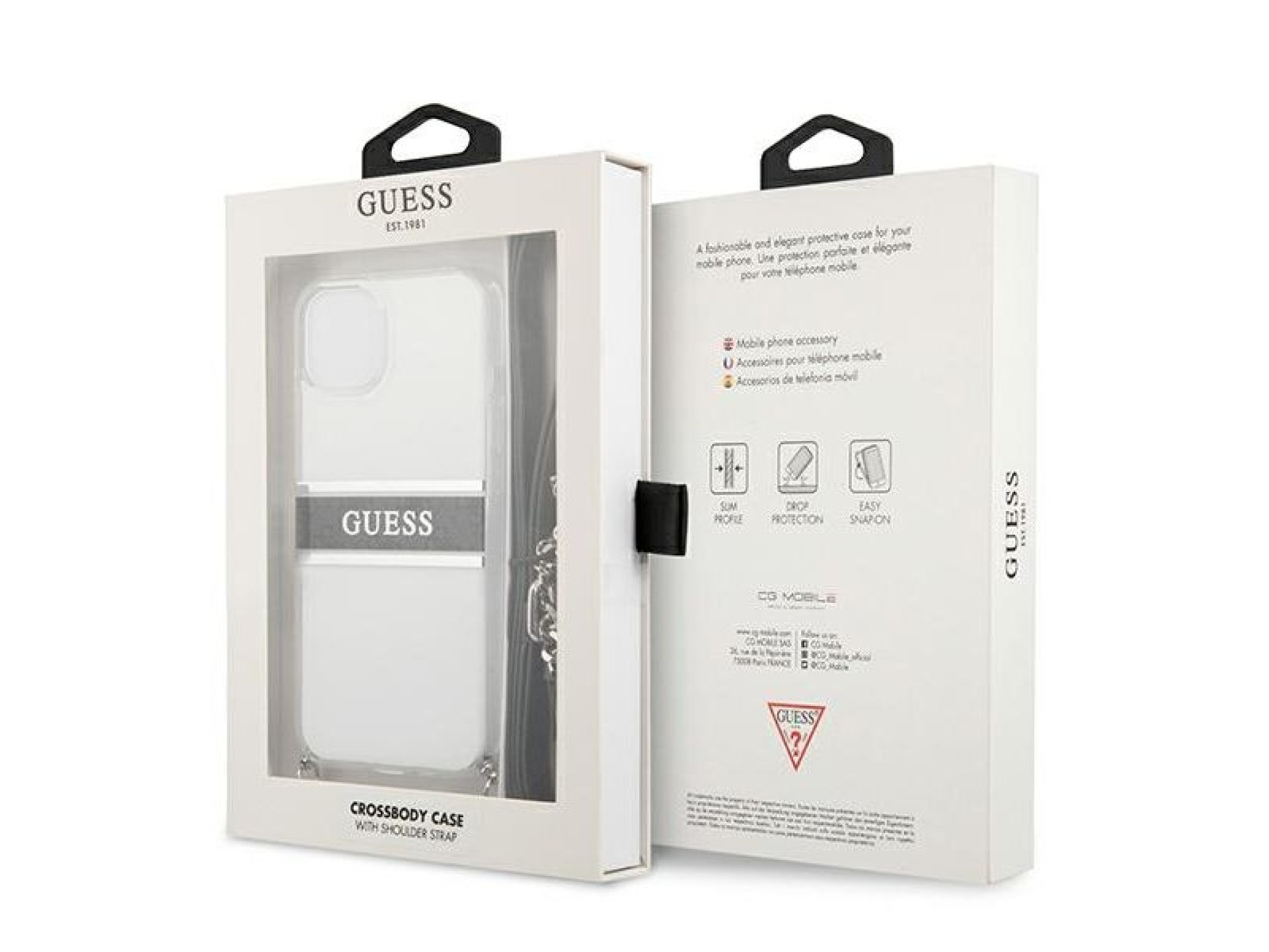 Capa rígida transparente Guess GUHCP13SKC4GBSI para iPhone 13 mini 5.4