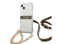 Funda rígida transparente Guess GUHCP13SKC4GBGO para iPhone 13 mini de 5,4" con correa marrón y cade Funda rígida transparente Guess GUHCP13SKC4GBGO para iPhone 13 mini de 5,4" con correa marrón y cade