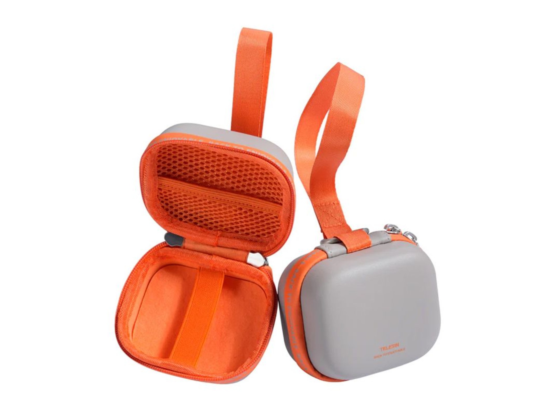 Bolsa de transporte universal mini Telesin DisAdv EVA para câmeras esportivas (cinza-laranja)
