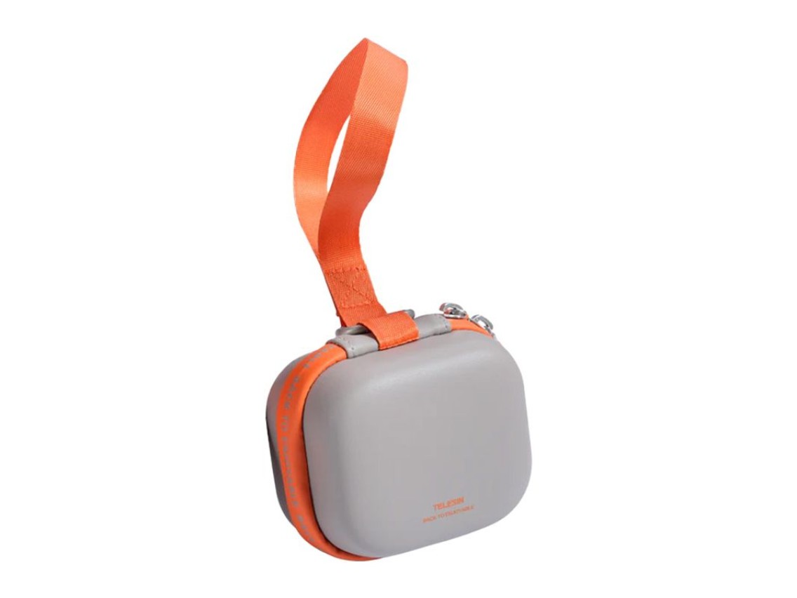 Bolsa de transporte universal mini Telesin DisAdv EVA para câmeras esportivas (cinza-laranja)