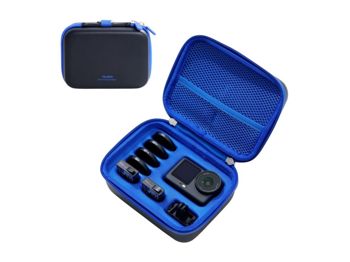 Bolsa de transporte Telesin DisAdv em EVA para DJI Osmo Action 6 (preta)