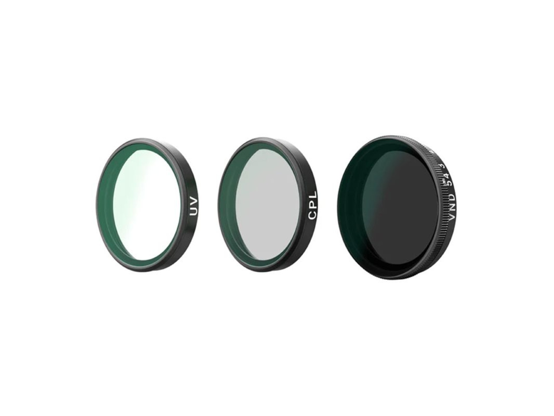 Conjunto de filtros Telesin CPL/VND8/UV para DJI Osmo Action 6 (3 peças).