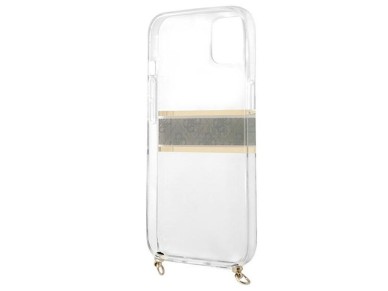 Guess GUHCP13SKC4GBGO iPhone 13 mini 5.4" Transparent hardcase 4G Brown Strap Gold Chain Guess GUHCP13SKC4GBGO iPhone 13 mini 5.4" Transparent hardcase 4G Brown Strap Gold Chain