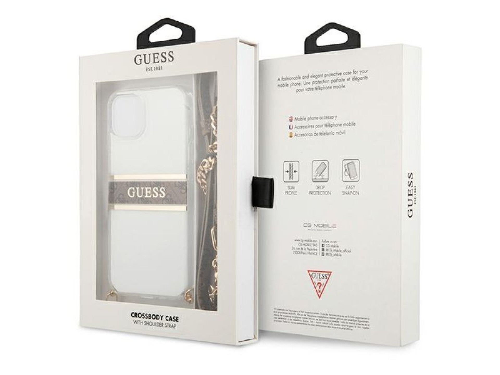 Funda rígida transparente Guess GUHCP13SKC4GBGO para iPhone 13 mini de 5,4