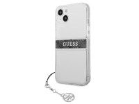 Funda rígida transparente Guess GUHCP13SKB4GGR para iPhone 13 mini de 5,4" con correa gris y dije. Funda rígida transparente Guess GUHCP13SKB4GGR para iPhone 13 mini de 5,4" con correa gris y dije.