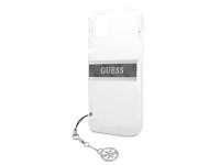 Funda rígida transparente Guess GUHCP13SKB4GGR para iPhone 13 mini de 5,4" con correa gris y dije. Funda rígida transparente Guess GUHCP13SKB4GGR para iPhone 13 mini de 5,4" con correa gris y dije.