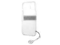 Funda rígida transparente Guess GUHCP13SKB4GGR para iPhone 13 mini de 5,4" con correa gris y dije. Funda rígida transparente Guess GUHCP13SKB4GGR para iPhone 13 mini de 5,4" con correa gris y dije.