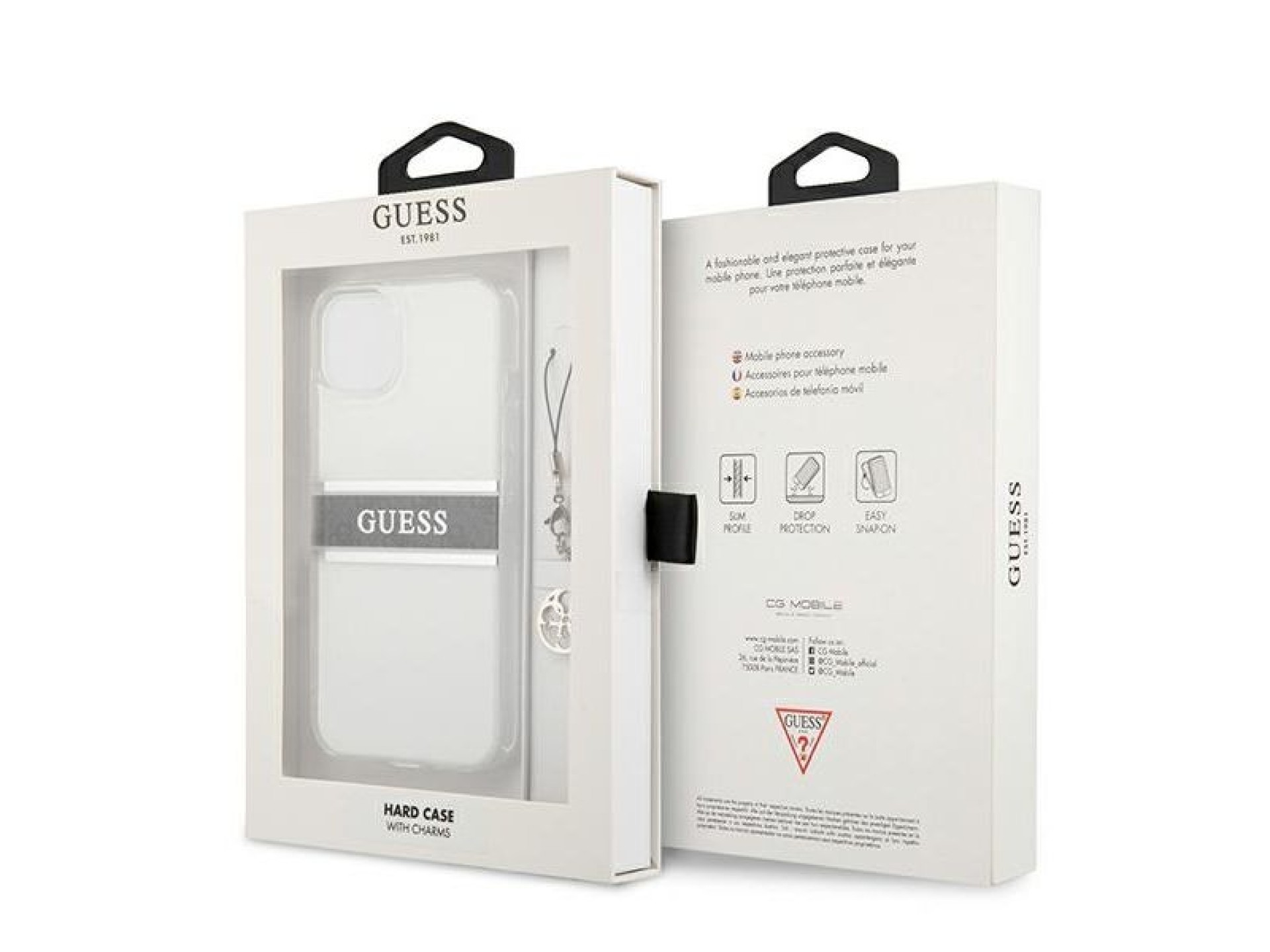 Funda rígida transparente Guess GUHCP13SKB4GGR para iPhone 13 mini de 5,4