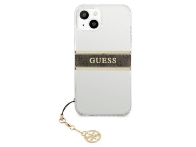 Guess GUHCP13SKB4GBR iPhone 13 mini 5.4" Transparent hardcase 4G Brown Strap Charm Guess GUHCP13SKB4GBR iPhone 13 mini 5.4" Transparent hardcase 4G Brown Strap Charm