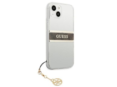 Guess GUHCP13SKB4GBR iPhone 13 mini 5.4" Transparent hardcase 4G Brown Strap Charm Guess GUHCP13SKB4GBR iPhone 13 mini 5.4" Transparent hardcase 4G Brown Strap Charm