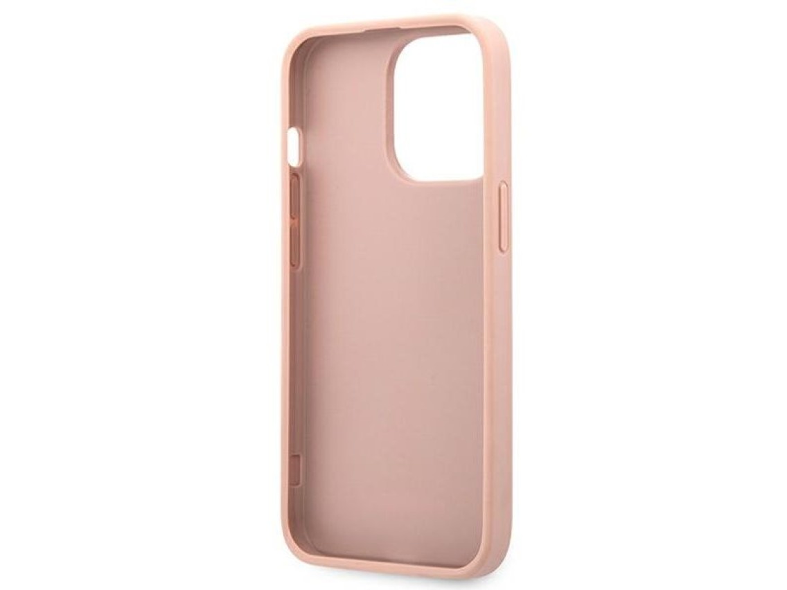 Capa rígida rosa/rosa com listras Saffiano Guess GUHCP13XPSASBPI para iPhone 13 Pro Max 6.7"