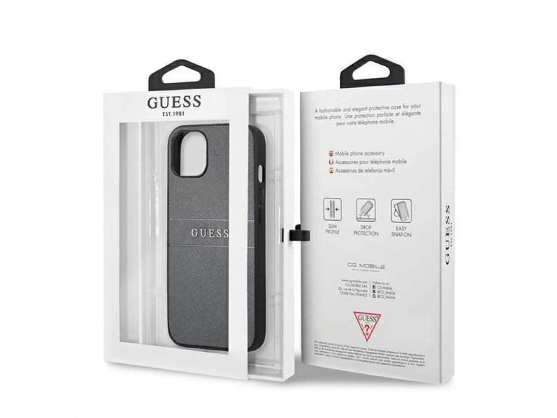 Pulseira Guess GUHCP13SPSASBGR para iPhone 13 mini 5.4" cinza/cinza Saffiano