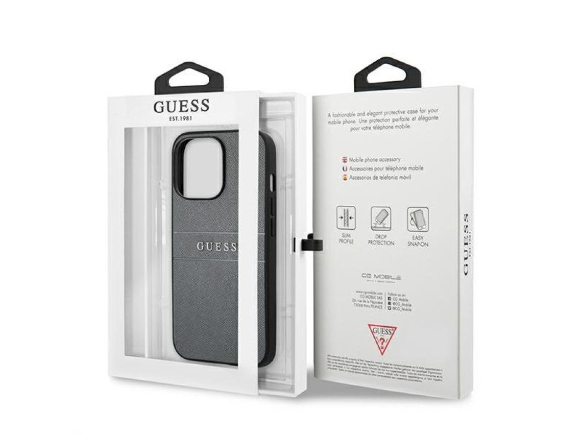 Correa Guess GUHCP13LPSASBGR para iPhone 13 Pro / 13 de 6,1" gris/gris Saffiano