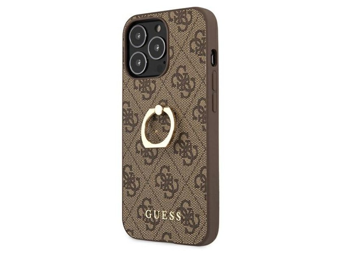 Capa rígida Guess GUHCP13L4GMRBR para iPhone 13 Pro / 13 de 6,1" marrom/marrom 4G com suporte de ane