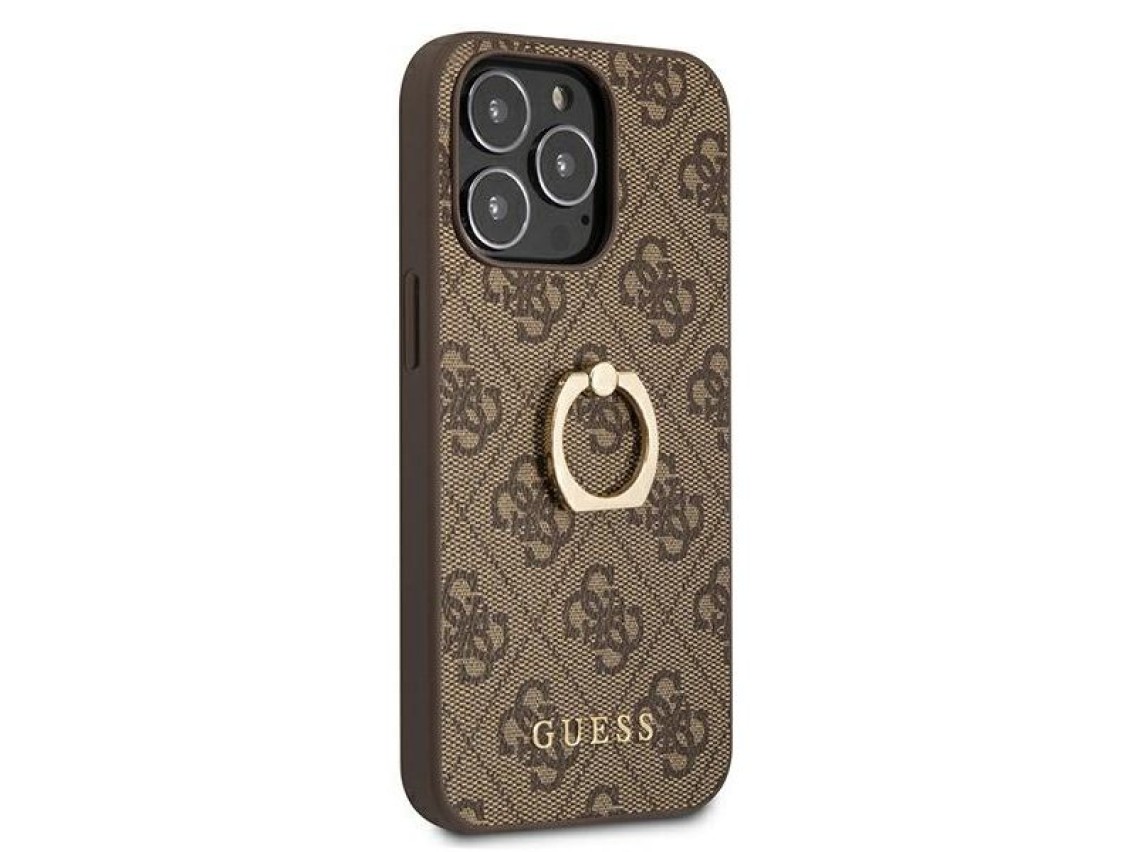 Capa rígida Guess GUHCP13L4GMRBR para iPhone 13 Pro / 13 de 6,1" marrom/marrom 4G com suporte de ane