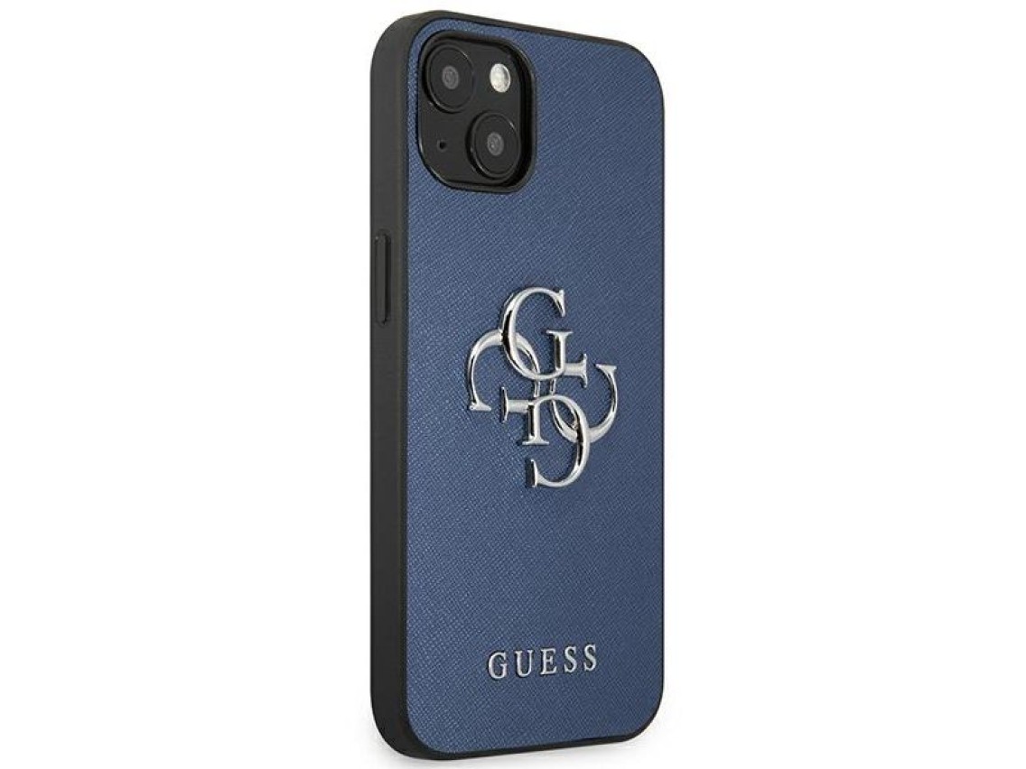 Funda rígida Guess GUHCP13SSA4GSBL para iPhone 13 mini de 5,4" azul/azul, Saffiano, 4G, con logo met