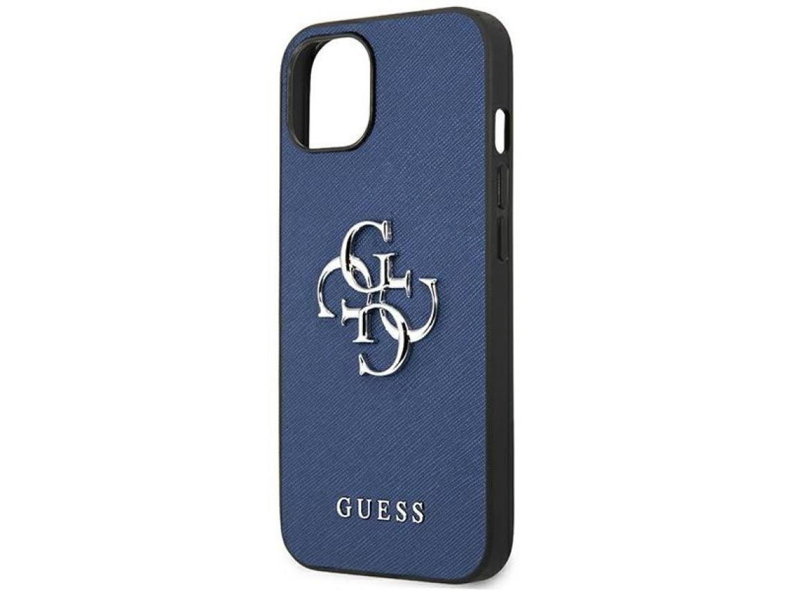 Funda rígida Guess GUHCP13SSA4GSBL para iPhone 13 mini de 5,4" azul/azul, Saffiano, 4G, con logo met