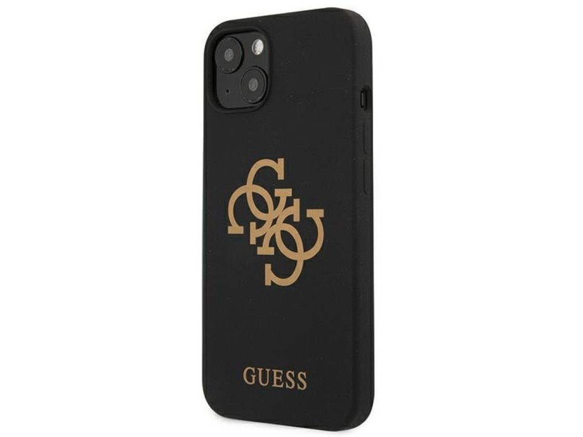 Capa r�gida de silicone preta/preta com logo 4G para iPhone 13 mini 5.4" Guess GUHCP13SLS4GGBK