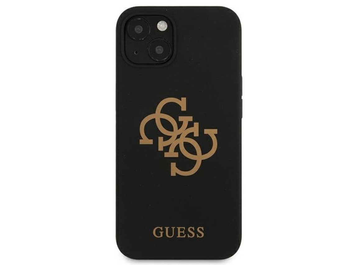 Capa r�gida de silicone preta/preta com logo 4G para iPhone 13 mini 5.4" Guess GUHCP13SLS4GGBK