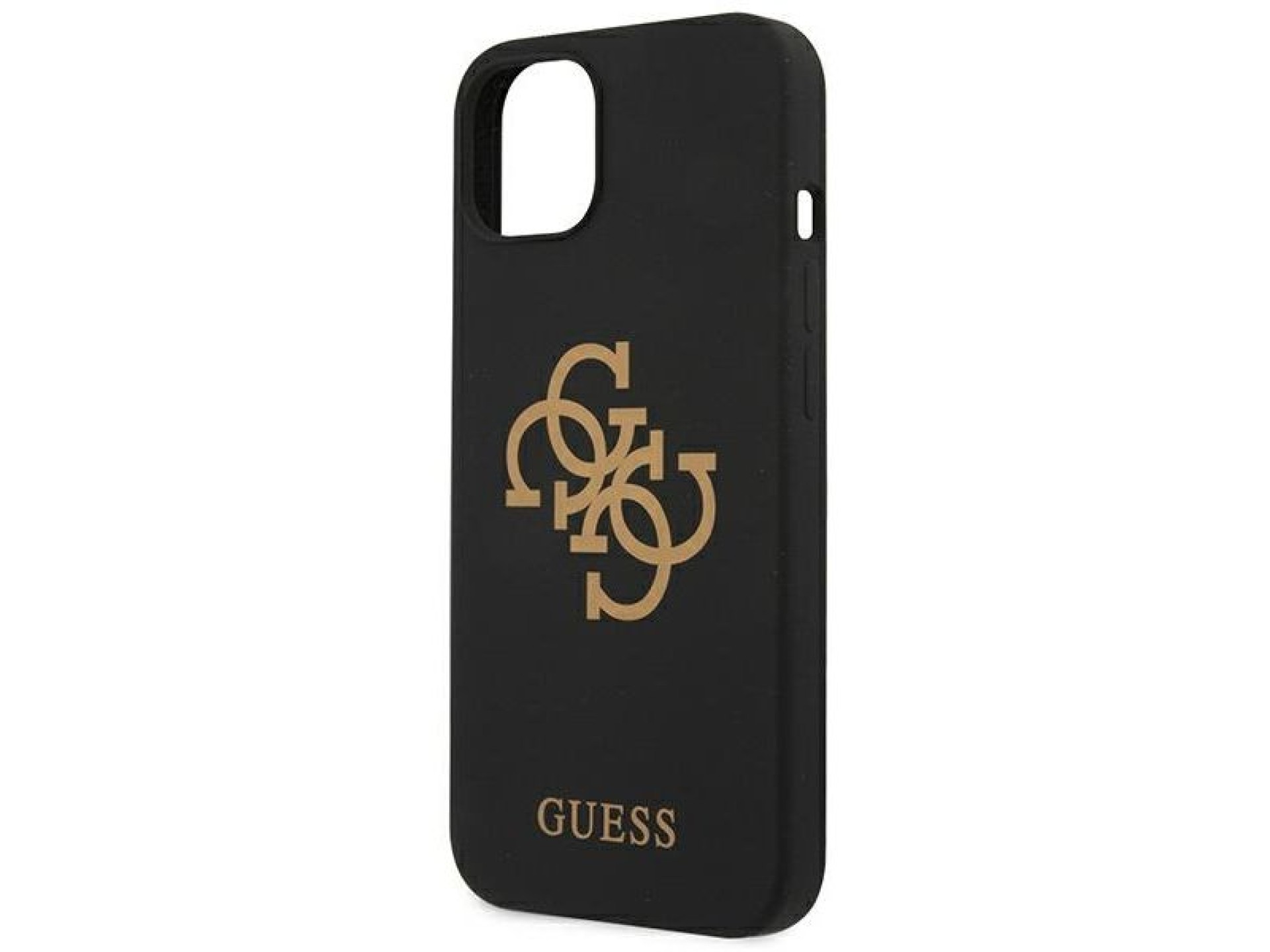 Capa rígida de silicone preta/preta com logo 4G para iPhone 13 mini 5.4