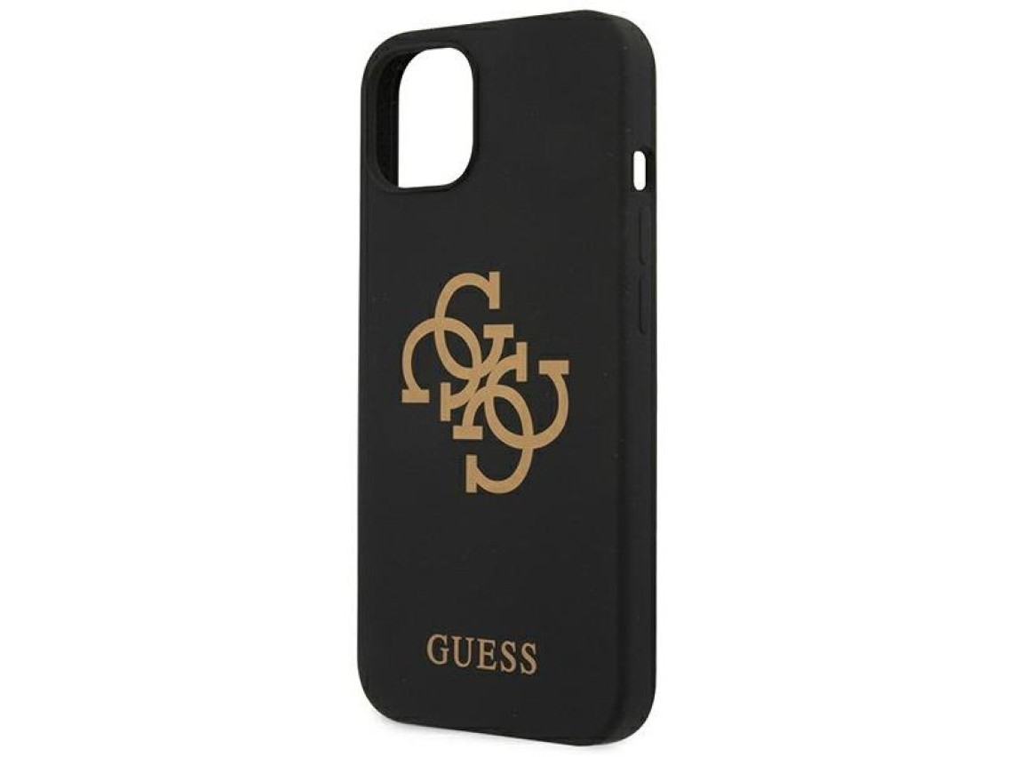 Capa r�gida de silicone preta/preta com logo 4G para iPhone 13 mini 5.4" Guess GUHCP13SLS4GGBK