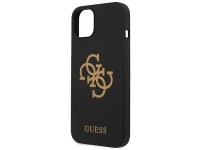 Capa r�gida de silicone preta/preta com logo 4G para iPhone 13 mini 5.4" Guess GUHCP13SLS4GGBK