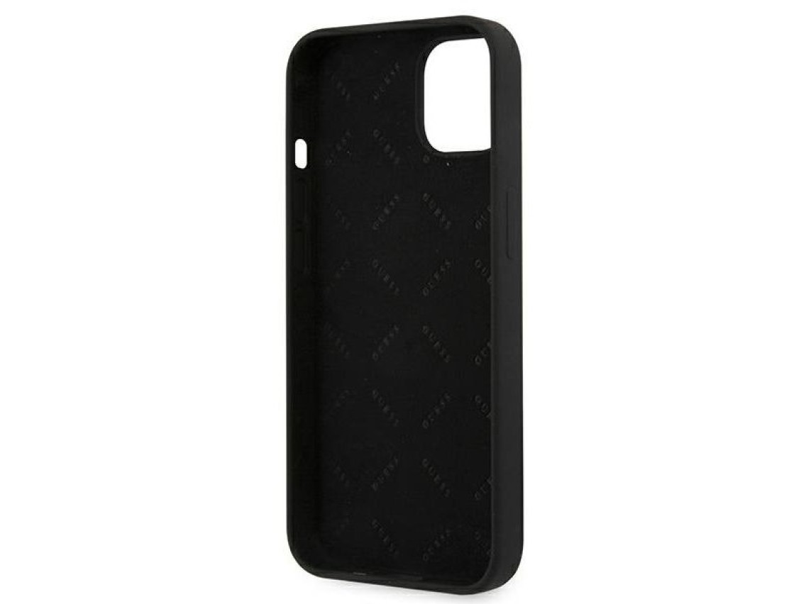 Capa r�gida de silicone preta/preta com logo 4G para iPhone 13 mini 5.4" Guess GUHCP13SLS4GGBK