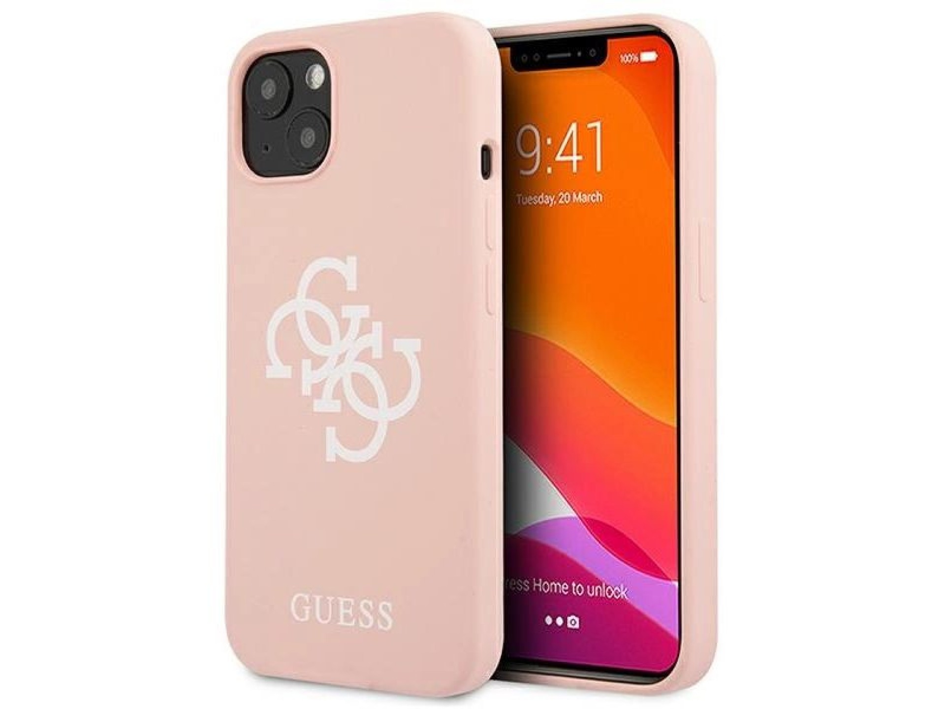 Capa rígida de silicone Guess GUHCP13SLS4GWPI para iPhone 13 mini 5.4