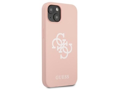 Capa r�gida de silicone Guess GUHCP13SLS4GWPI para iPhone 13 mini 5.4" rosa/rosa com logotipo 4G