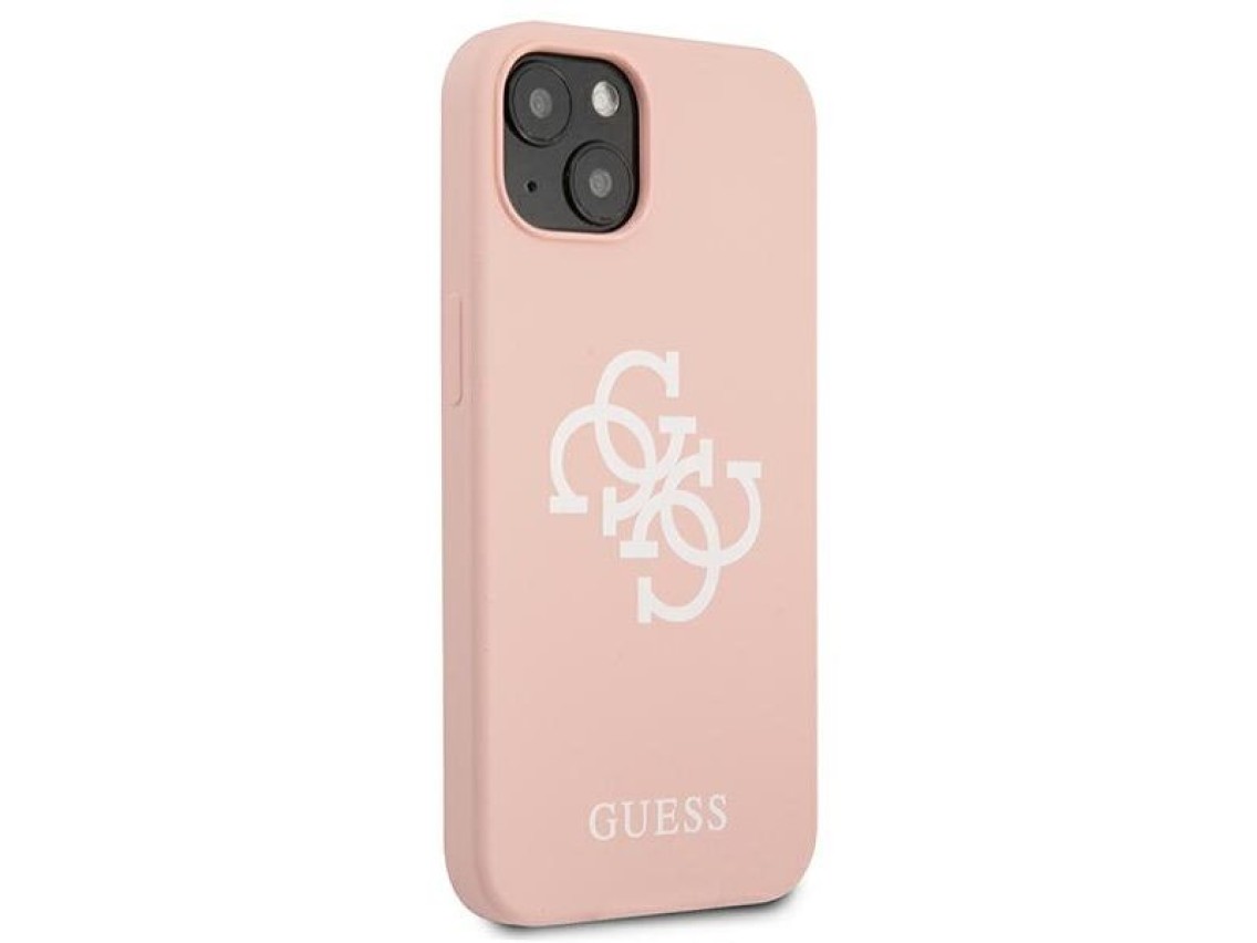 Funda de silicona Guess con logo 4G para iPhone 13 / 14 / 15 - Rosa
