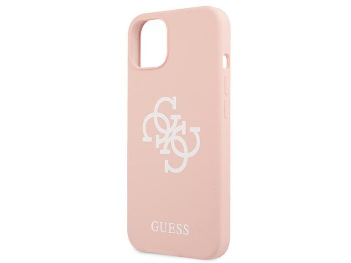 Funda de silicona Guess con logo 4G para iPhone 13 / 14 / 15 - Rosa