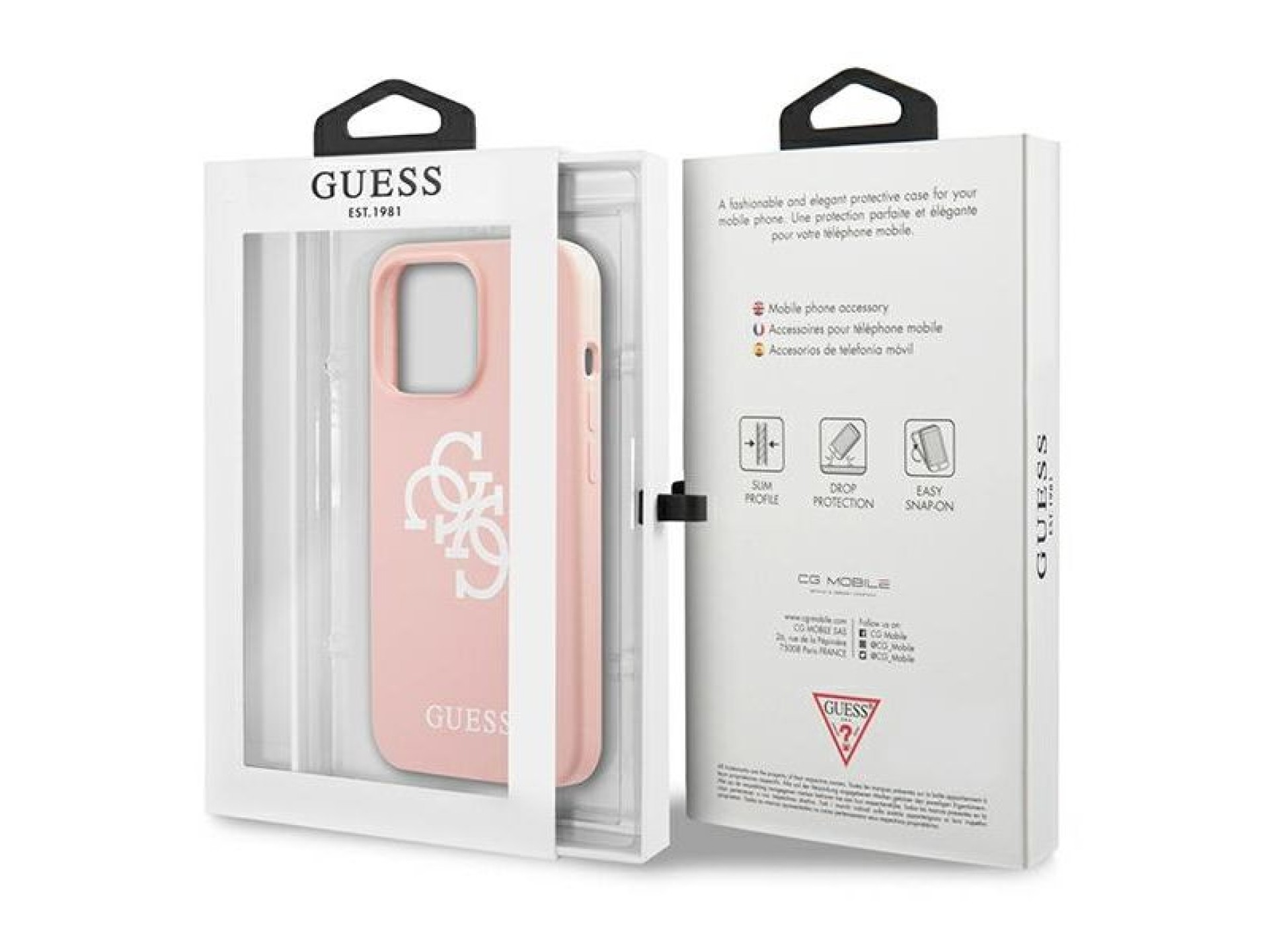 Capa rígida de silicone rosa com logo 4G para iPhone 13 Pro / 13 de 6,1