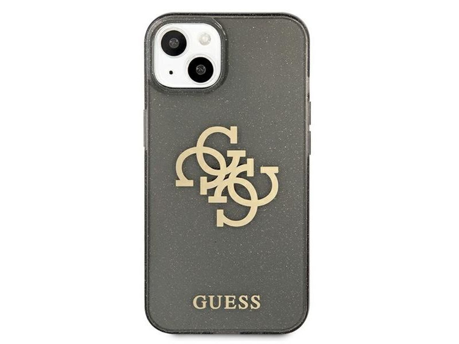 Capa rígida preta/preta com glitter e logo grande para iPhone 13 mini 5.4