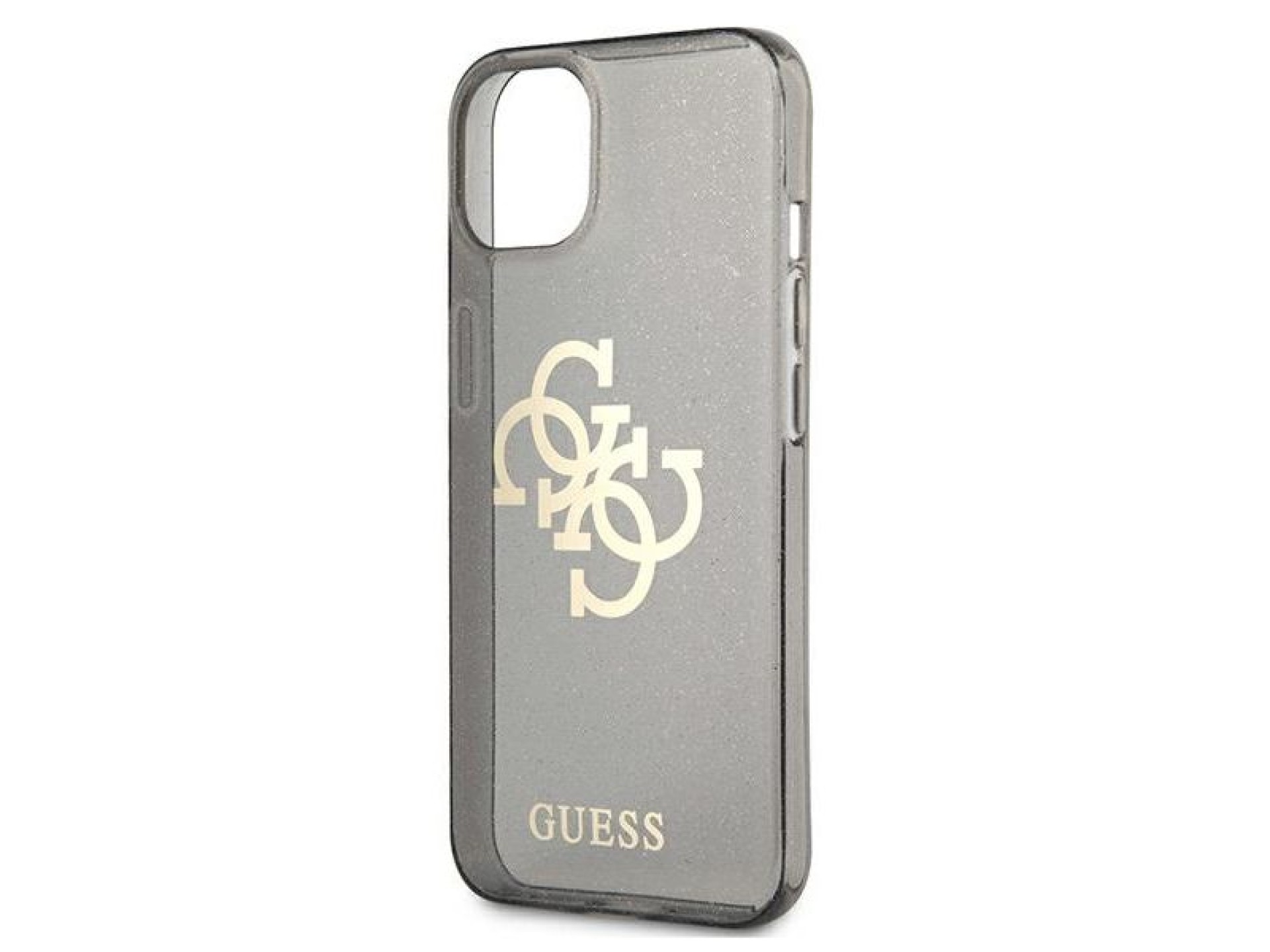 Capa rígida preta/preta com glitter e logo grande para iPhone 13 mini 5.4