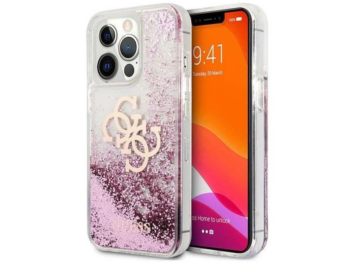 Guess GUHCP13XLG4GPI iPhone 13 Pro Max 6.7" pink/pink hardcase 4G Big Liquid Glitter