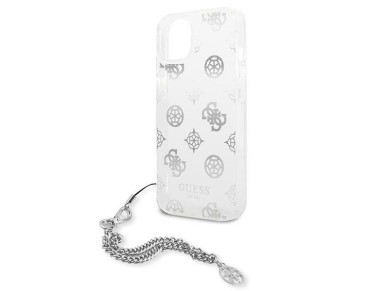 Funda rígida plateada para iPhone 13 mini de 5,4" de Guess GUHCP13SKPESI, colección Peony Chain. Funda rígida plateada para iPhone 13 mini de 5,4" de Guess GUHCP13SKPESI, colección Peony Chain.