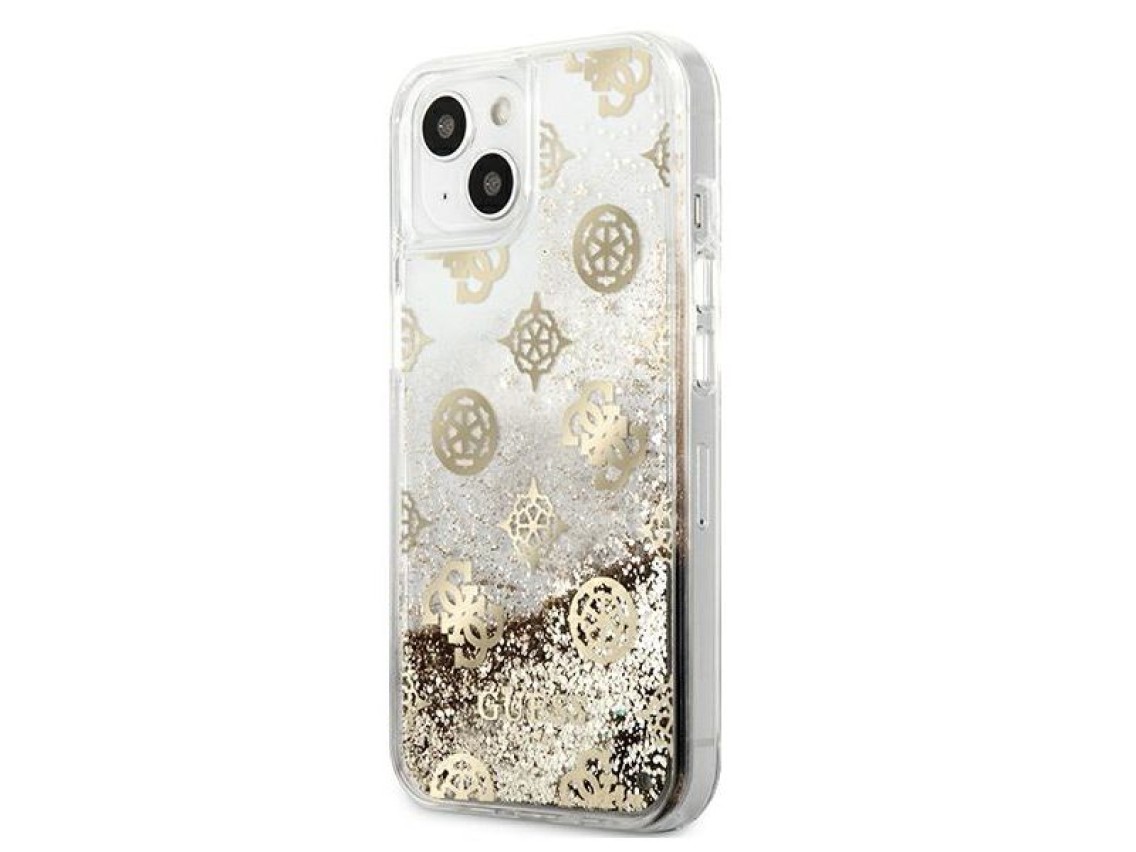 Funda rígida dorada/dorada Guess GUHCP13SLGPEGO para iPhone 13 mini de 5,4" con purpurina líquida Pe