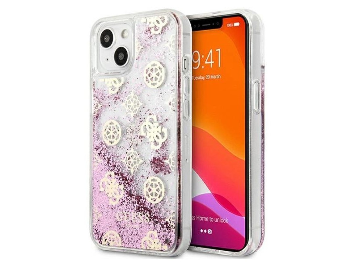 Guess GUHCP13SLGPEPI iPhone 13 mini 5.4" pink/pink hardcase Peony Liquid Glitter