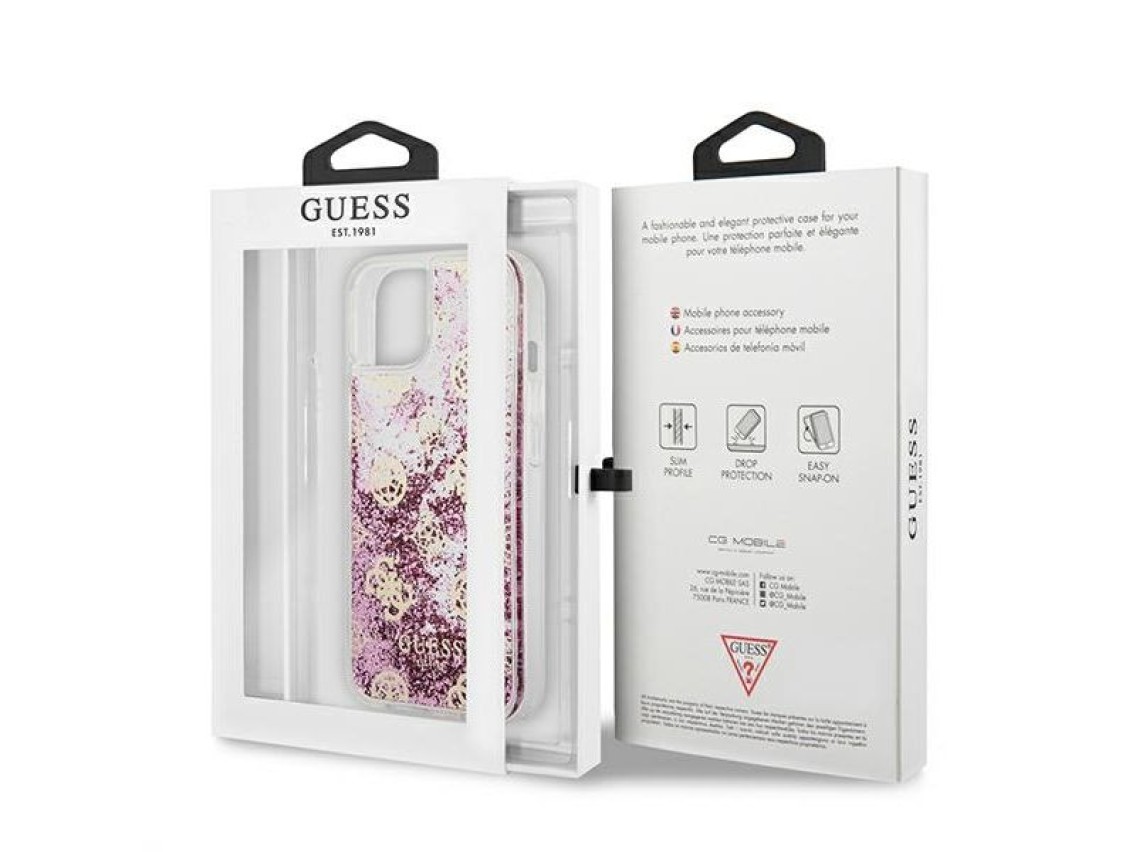 Guess GUHCP13SLGPEPI iPhone 13 mini 5.4" pink/pink hardcase Peony Liquid Glitter