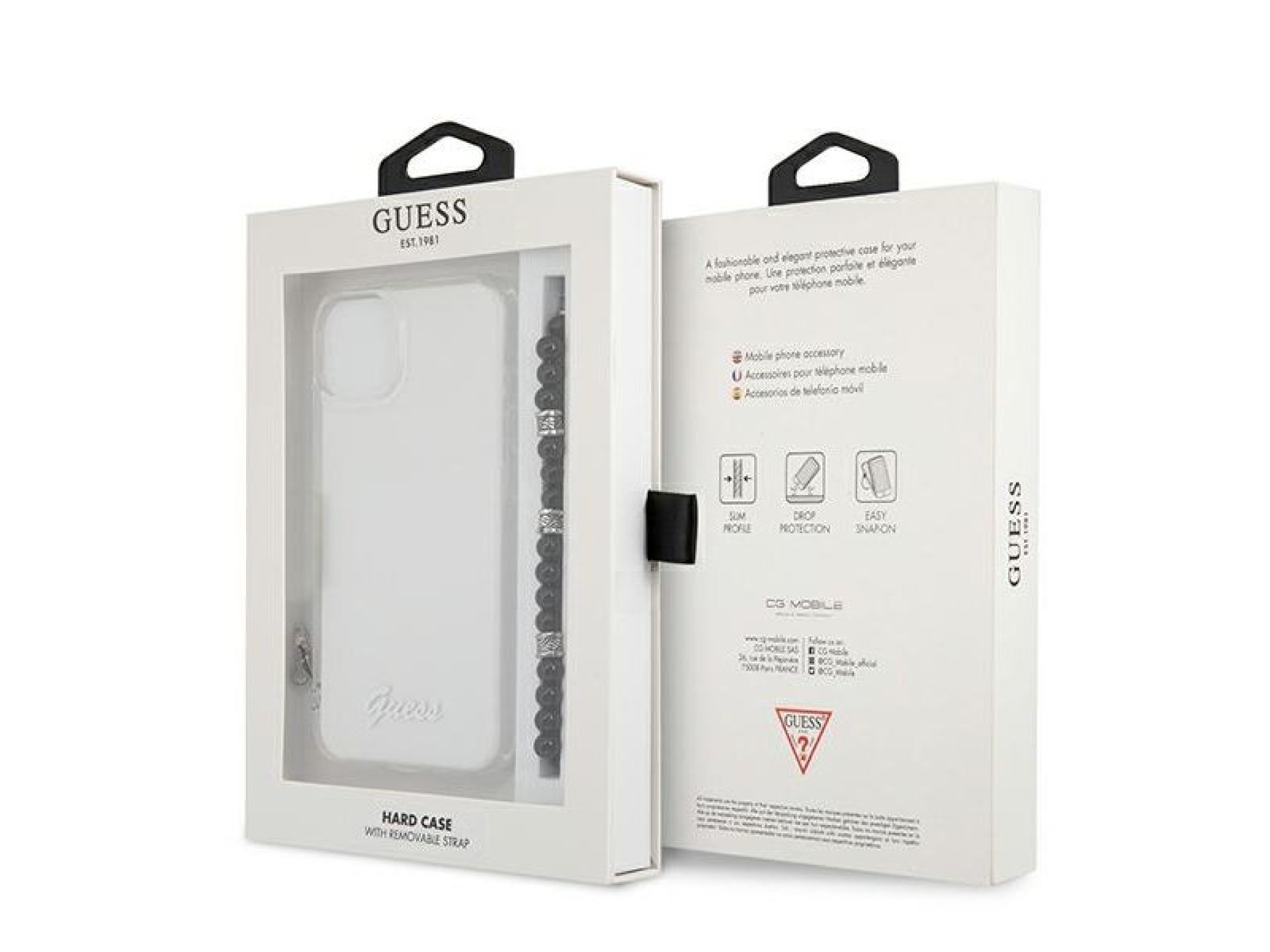 Funda rígida transparente Guess GUHCP13SKPSBK para iPhone 13 mini de 5,4