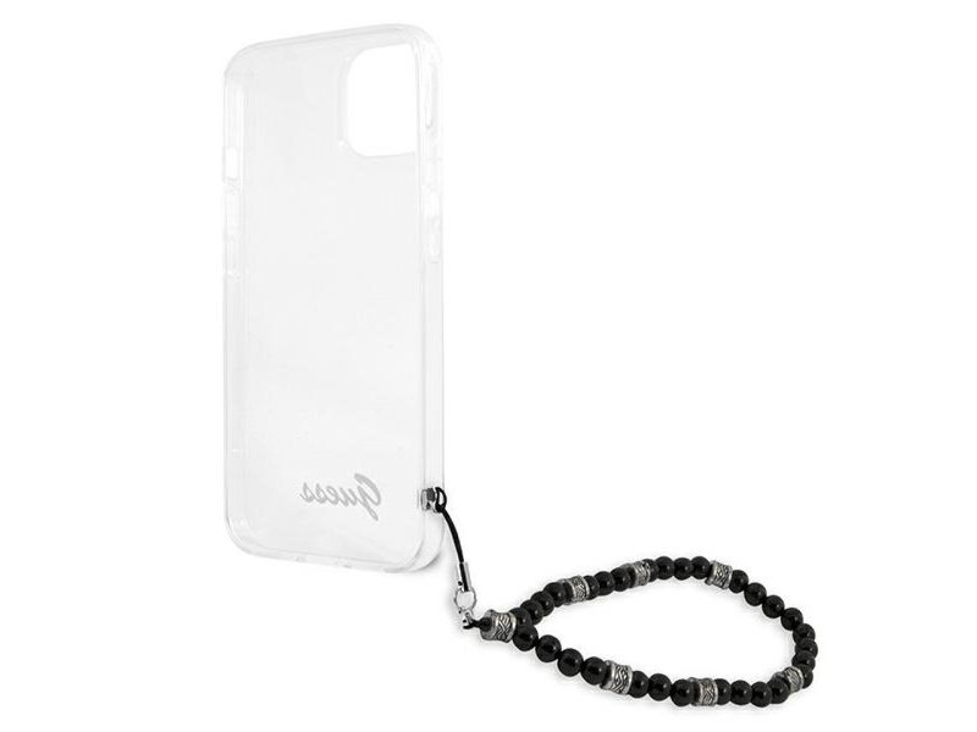 Capa rígida transparente Guess GUHCP13MKPSBK para iPhone 13 de 6,1 polegadas, cor Preto Pérola.