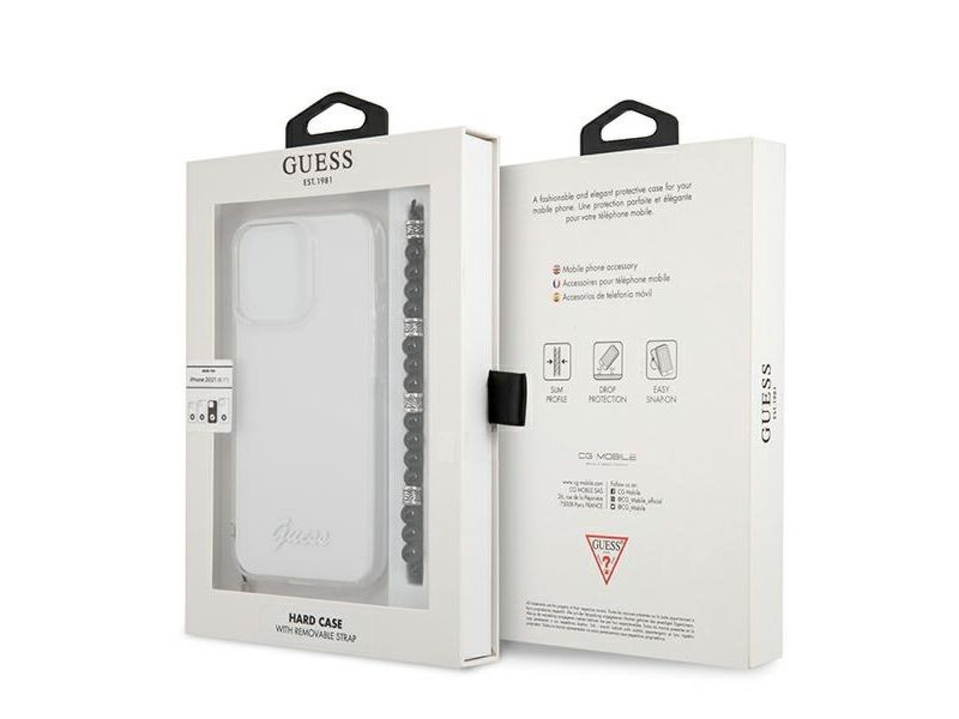 Capa rígida transparente Guess GUHCP13XKPSBK para iPhone 13 Pro Max 6.7