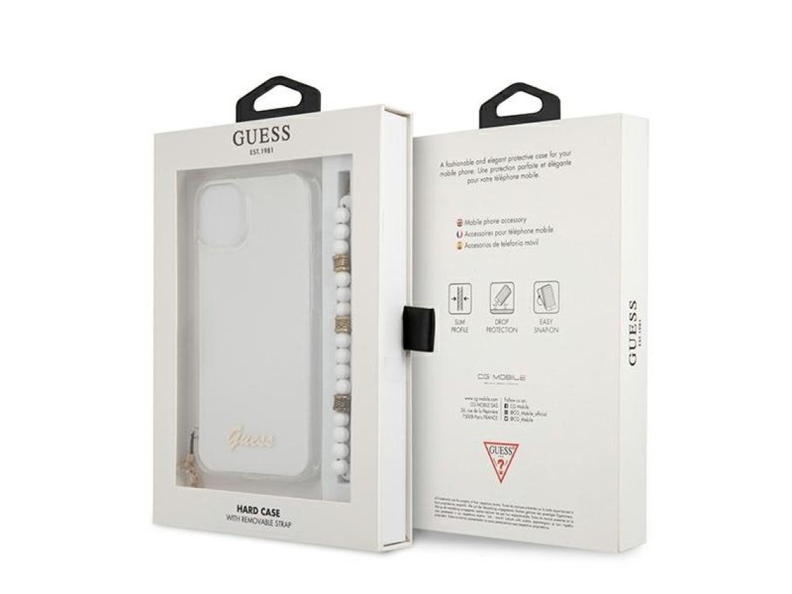 Guess GUHCP13MKPSWH iPhone 13 6.1" Transparent hardcase White Pearl