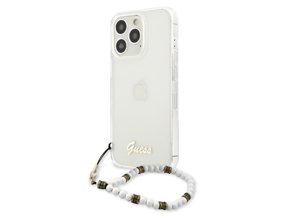Guess GUHCP13LKPSWH iPhone 13 Pro / 13 6.1" Transparent Hardcase White Pearl