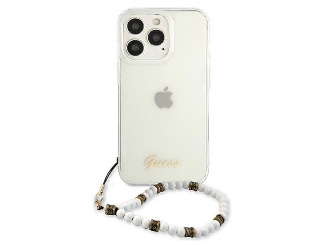 Guess GUHCP13LKPSWH iPhone 13 Pro / 13 6.1" Transparent Hardcase White Pearl