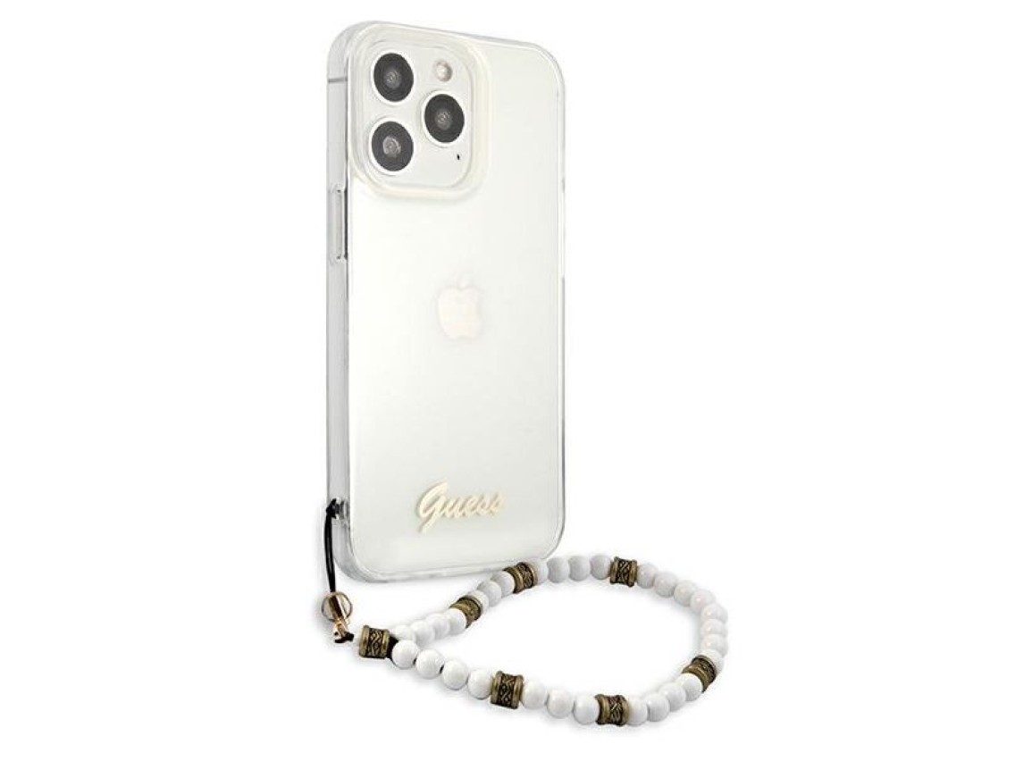 Guess GUHCP13LKPSWH iPhone 13 Pro / 13 6.1" Transparent Hardcase White Pearl