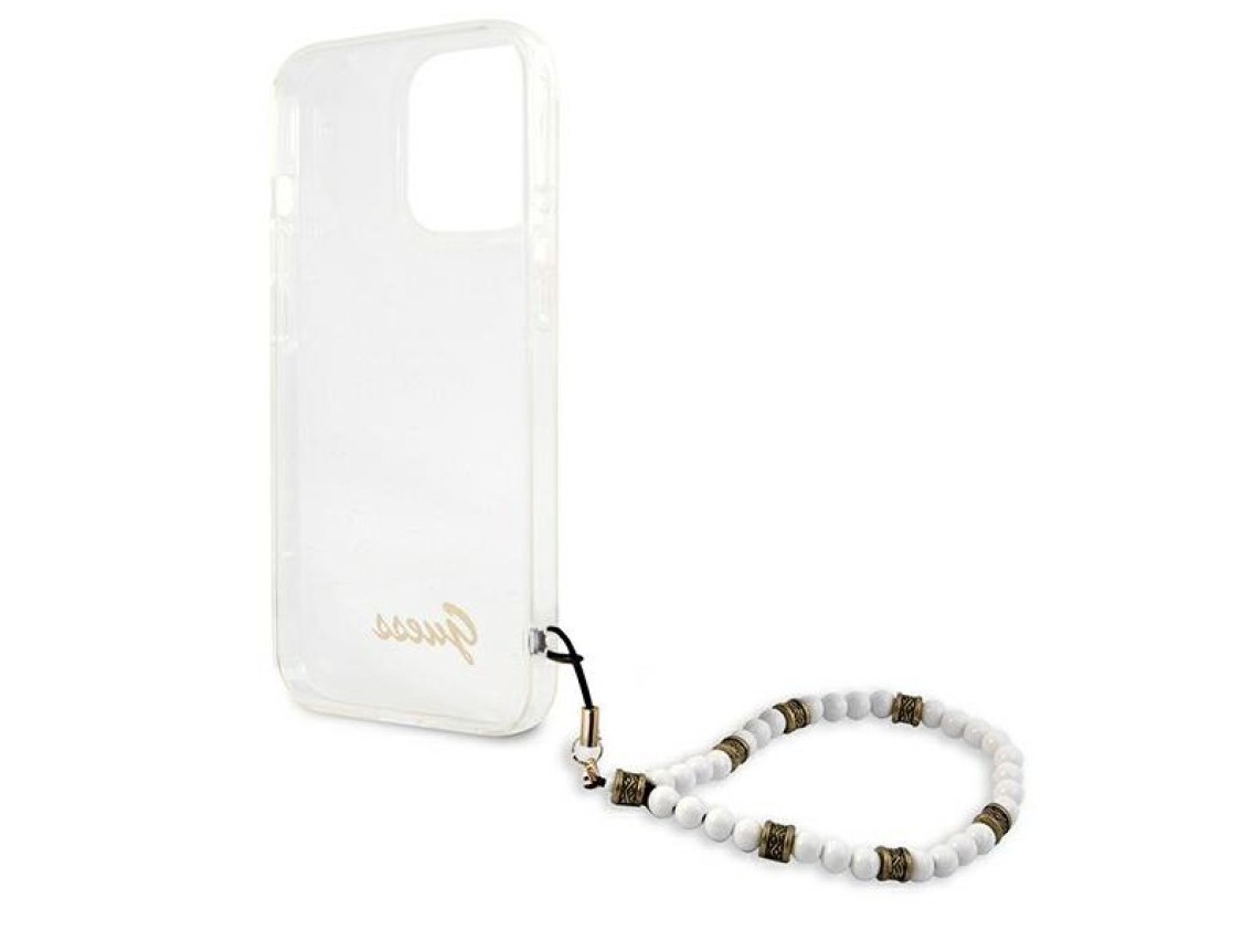 Guess GUHCP13LKPSWH iPhone 13 Pro / 13 6.1" Transparent Hardcase White Pearl